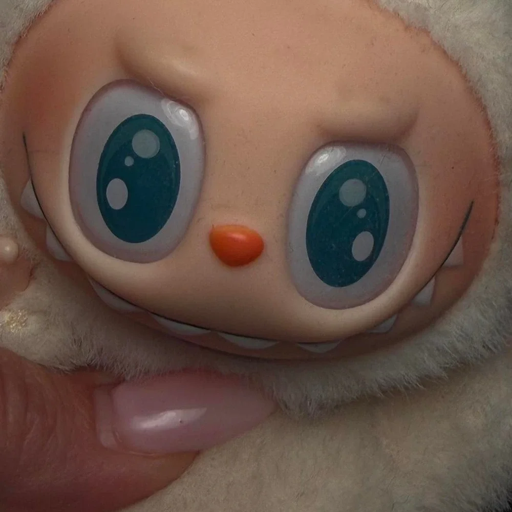 Labubu vinyl plush cream blue eyes pop mart monster bag charm Y2K key chain Read